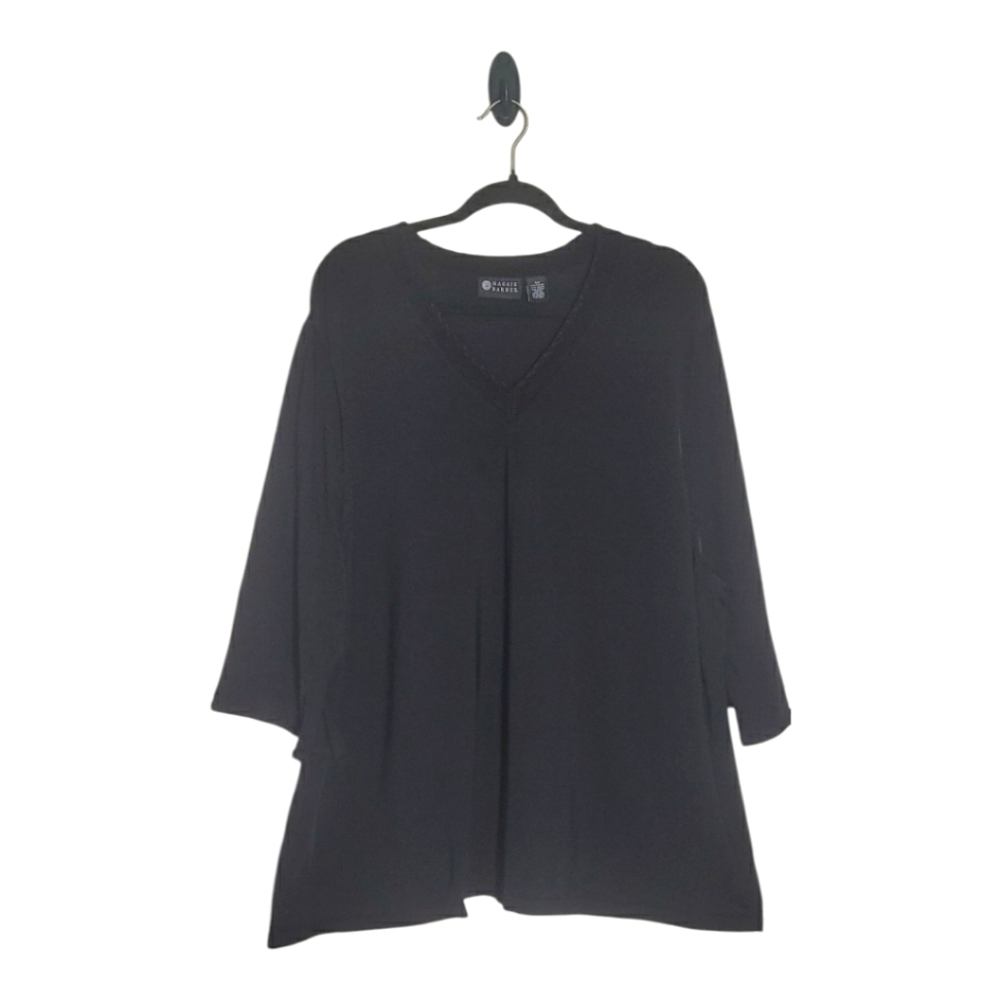 Maggie Barnes 4X Women’s Top Black 3/4 Sleeve Stretch Vneck